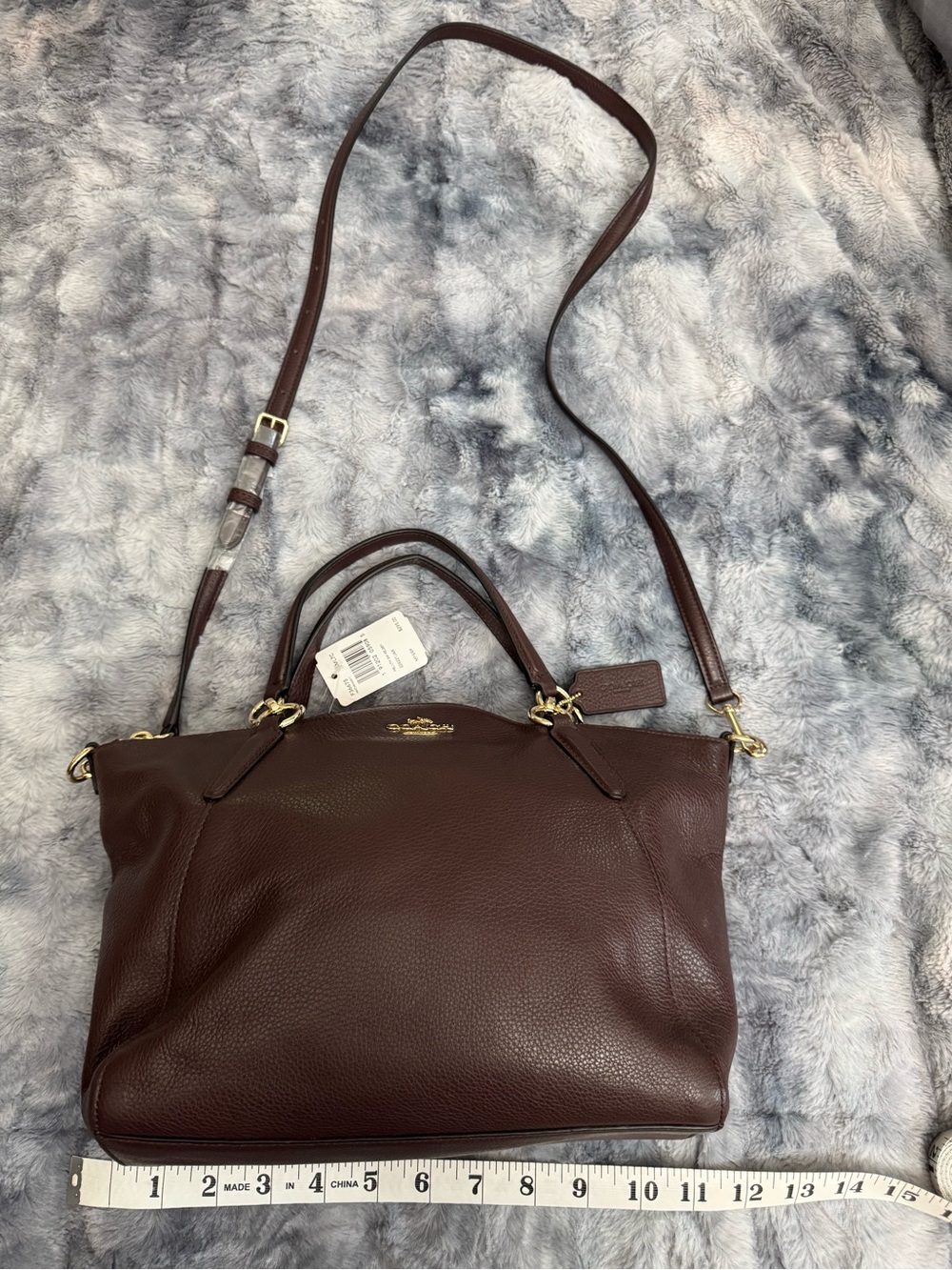 Coach Brown Pebbled Leather Tote Crossbody Bag F36675 NWT